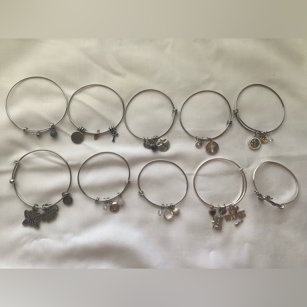 Lot Of 10 Bracelets Silver-tone Color
